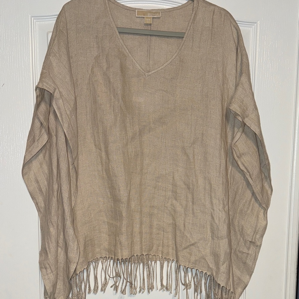 Michael Kors Tan Fringe Top